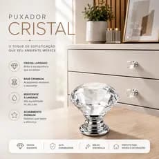 Puxador Cristal de Armário Gavetas Móveis Porta Modelo Cristal 30mm Medio Base Cromada