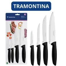 Jogo com 04 Facas Tramontina Plenus com Lâminas em Aço Inox e Cabos de Polipropileno Preto