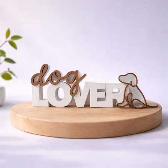 Letreiro Decorativo Dog Lover 3D | Decoração para Amantes de Pet | Enfeite Pet Moderno