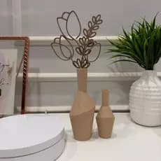 Kit Vasos Decorativos Geométricos Texturizados | Decoração Moderna Minimalista para Sala e Escritório