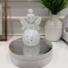 Luminária de Mesa Fadinha Decorativa Abajur Infantil Luz Noturna Decoração Quarto Bebê Vela LED