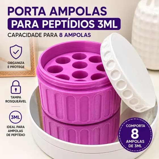 Organizador para Ampolas de Peptídeo 3ml | Porta Ampolas com Capacidade para 8