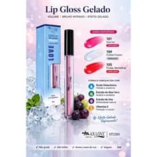 Gloss Lip Volumoso Gelado Max Love 5ml Ácido Hialurônico Efeito Plump Mentolado