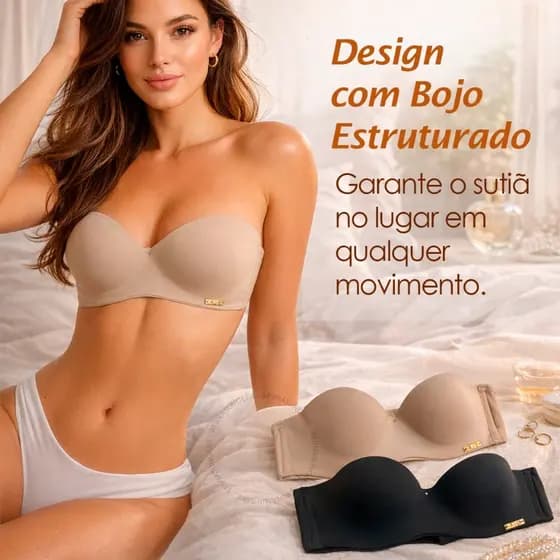 Sutiã Top Tomara Que Caia Alças Removíveis Com Bojo Três Fechos Reforçado Moda Íntima Tendência