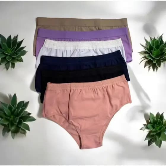 Kit Calçola Cotton Conforto Cintura Alta Algodão Senhora Pos Parto Revenda