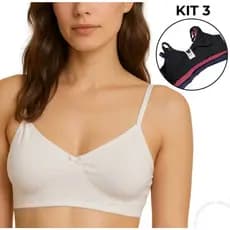 Kit 3 Sutiã Sem Bojo Reforçado 100% Algodão Cotton