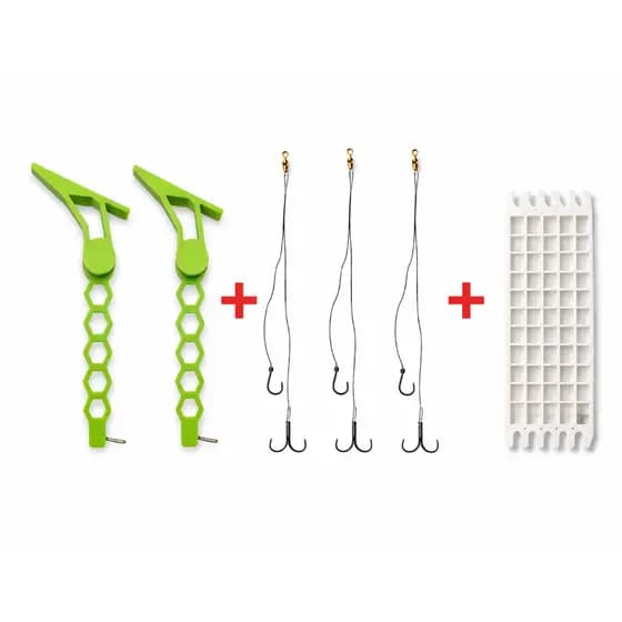 Kit Completo Tilápia 2 Balancinho Dedo Duro + 3 Chicotes Prontos + 1 Suporte Porta Chicote Reforçado