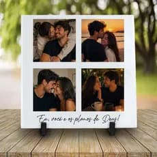 Azulejo Personalizado Casal/ Namorados com 4 fotos