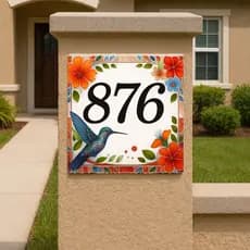 Azulejo Decorativo Beija Flor Número Residencial Pássaros e  Flores