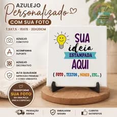 Azulejo Personalizado com Foto e Suporte | 7,5x7,5 15x15 20x20 | Decoração e Presente