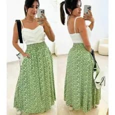 👉 Saia Longa Estampada Floral Feminina – Modelo Elegante | Tamanho Único
