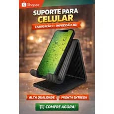 Suporte de Celular de Mesa Impressão 3D Ajustável Inclinação Smartphone Apoio Escritório Resistente