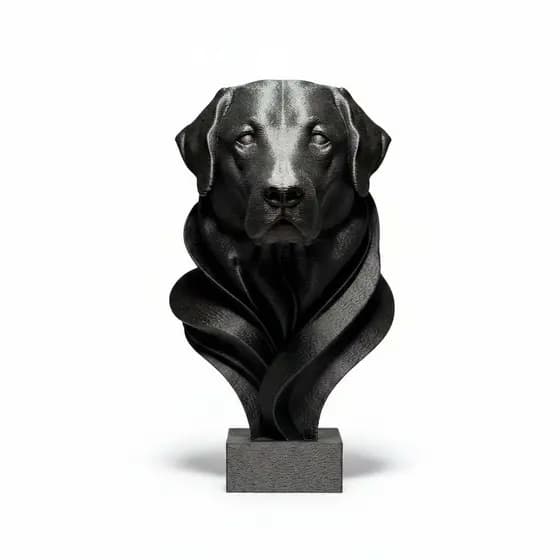 Escultura Busto Labrador Preto Decorativa Estátua Cachorro Pet Enfeite Decoração Casa Escritório Mesa
