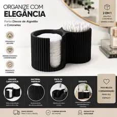 Porta Discos de Algodão e Cotonetes Organizador 2 em 1 Banheiro Penteadeira Pia Decorativo Multiuso