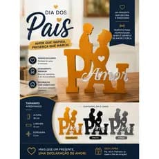 Letreiro Dia dos Pais Pai Amor Decorativo Presente Criativo para Pai