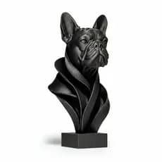 Escultura Bulldog Francês Preto Decorativa Estátua Cachorro Pet Enfeite Decoração Casa Escritório Mesa