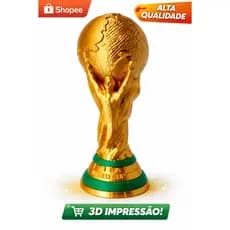 Kit 10 Réplicas Taça Copa do Mundo 2026 Futebol 18cm Troféu Decorativo Lembrancinha Atacado Revenda