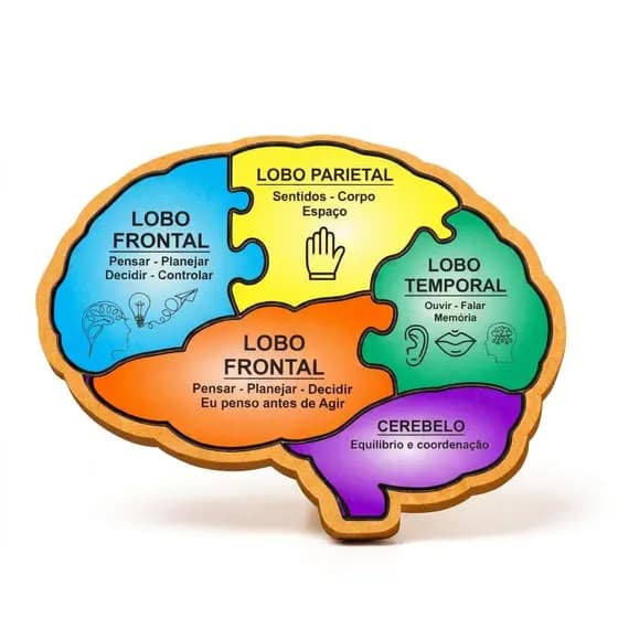 Quebra Cabeça Infantil Cérebro MDF Educativo Pedagógico Encaixe Coordenação Motora Cognitiva