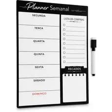 Planner Semanal Magnético Geladeira Com Caneta Organização Tarefas Recados Reutilizável