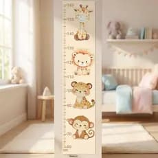 Régua De Crescimento Infantil Adesivo Para Parede Safari Animais Decoração Quarto Medidor Altura