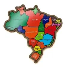 Mapa Do Brasil MDF Quebra Cabeça Regiões Brasileiras Educativo Infantil