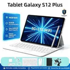 【Teclado e mouse gratuitos】Tablet Galaxy S12 Plus  16GB + 512 GB 12.8polegadas 12000 mAh Dual SIM 5G Bluetooth WiFi