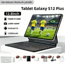 Tablet  Galaxy S12 Plus 16 GB + 512 GB, 12,8 polegadas, bateria de 12000 mAh, dois chips, processador dual-core, 5G wifi