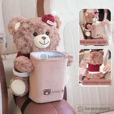 Porta-lenços e lixeira 2 em 1 para carro, pelúcia fofa apoio de braço, organizador decorativo veicular BCI61