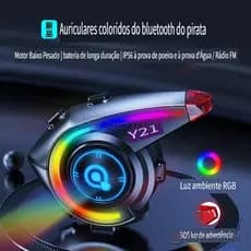 Fone de Ouvido para Capacete Y21 BT5.4 IPX6 à Prova d'Água RGB Estéreo Controle de Voz Retrô