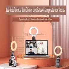 Luz de Anel para Celular Suporte de Mesa LED Selfie Live Streaming Maquiagem Portátil Ajustável F-601B