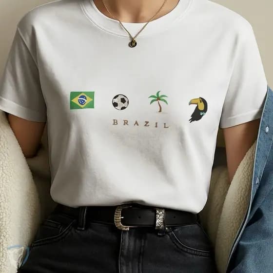 Camiseta Brasil Feminina Basica Lamcamento 2026 100% Algodao Envio Imediato Promocao Copa Do Mundo