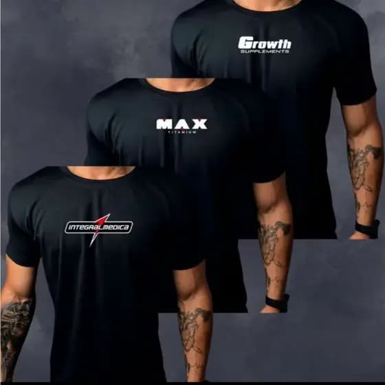 Kit 3 Camisa Algodao Alta Qualidade Ideal Para Treinos,Academia Corrida Esports Camiseta Masculina Para treinos