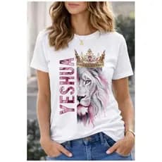 Camiseta Feminina Leao De Juda Yeshua Crista Camisa 100% Algodao Plus Size P Ao G5 T-shirt Promocao