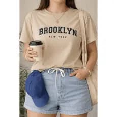 Camiseta Feminina T-shirt Promocao Brooklyn Nova Edicao Alta Qualidade Casual