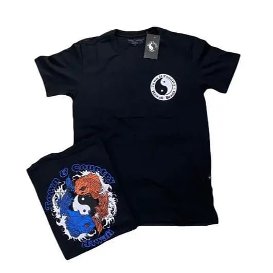 Camiseta Plus Size P ao G5 Algodão  Lançamento Skatista Camisa Tony Country Envio Rápido Bola Coman (YIN YANG CARPA)