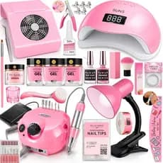 Kit Alongamento de Unhas em Gel Lixadeira Elétrica Motor Porquinho Cabine Sun5 Coletor Sugador Nail