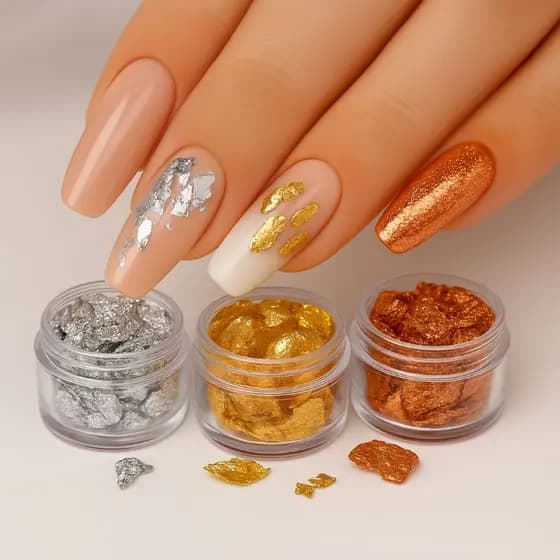 Pote de Folha de Ouro/Prata/Bronze / Resina Epóxi/ Encapsulamento Nails / Alongamento Nail Art