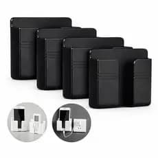 4 Suporte De Parede Celular Controle Plástico Preto
