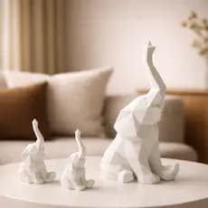Kit 3 Elefantes Decorativos Família Geométricos Modernos para Sala, Quarto, Escritório, Presente Criativo e Decoração