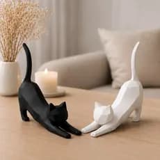 Gatos Decorativos Alongamento Escultura Moderna para Sala, Escritório e Decoração