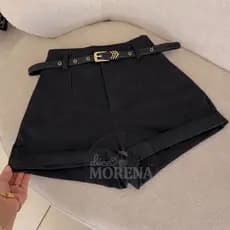 Shorts Alfaiataria Feminino com Cinto Forrado Moda Blogueira Tendência Look Moderno e Elegante
