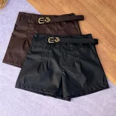 Kit 2 Peças Shorts de Alfaiataria com Cinto Encapado Moda Blogueira Tendencia