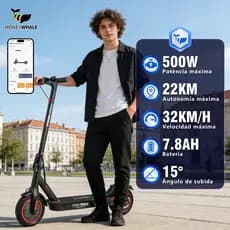 HONEYWHALE 500W Patinete Elétrico Scooter, Velocidade 32KM/H, 22KM Autonomia, App Bluetooth