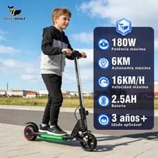 HONEYWHALE E10S Patinete Elétrico Infantil 180W 16KM/H 6KM, Dobrável, O Pedal Pode Mudar para 3 Cores