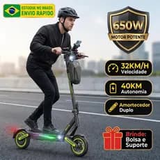HONEYWHALE E9MAX-N 650W Patinete Elétrico Scooter 32KM/H Velocidade, 40KM Autonomia