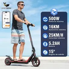 HONEYWHALE patinete elétrico scooter para adultos 500W, 25KM/H, 16KM