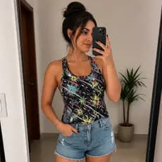 Blusa Feminina  Estampada Kit 3 Regatas Viscolycra