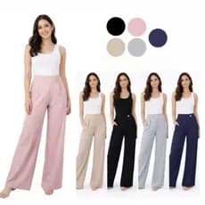 Calça Pantalona Feminina em Poliamida Premium | Cintura Alta com Bolso | Conforto e Elegância | P/M/G/GG