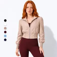 Jaqueta Bomber Feminina Corta Vento Premium Cropped Forrada Moda Fitness
