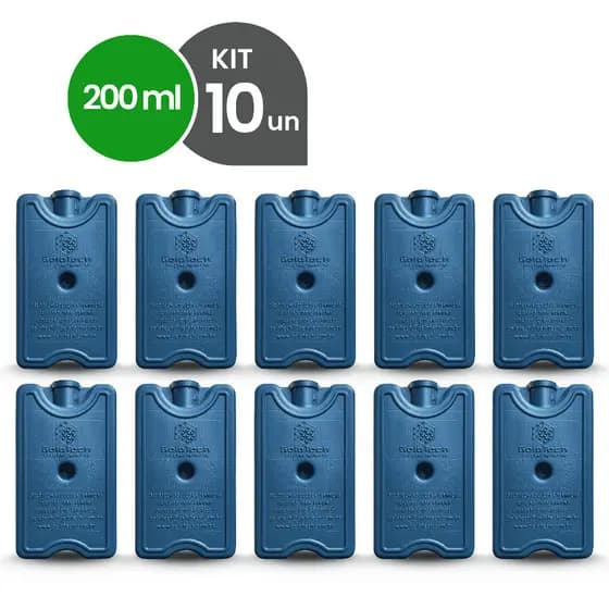 Kit 10 Gelo Reutilizável 200ml Até 8h Gelado Não Molha | GeloTech Rígido Gel Artificial Atóxico